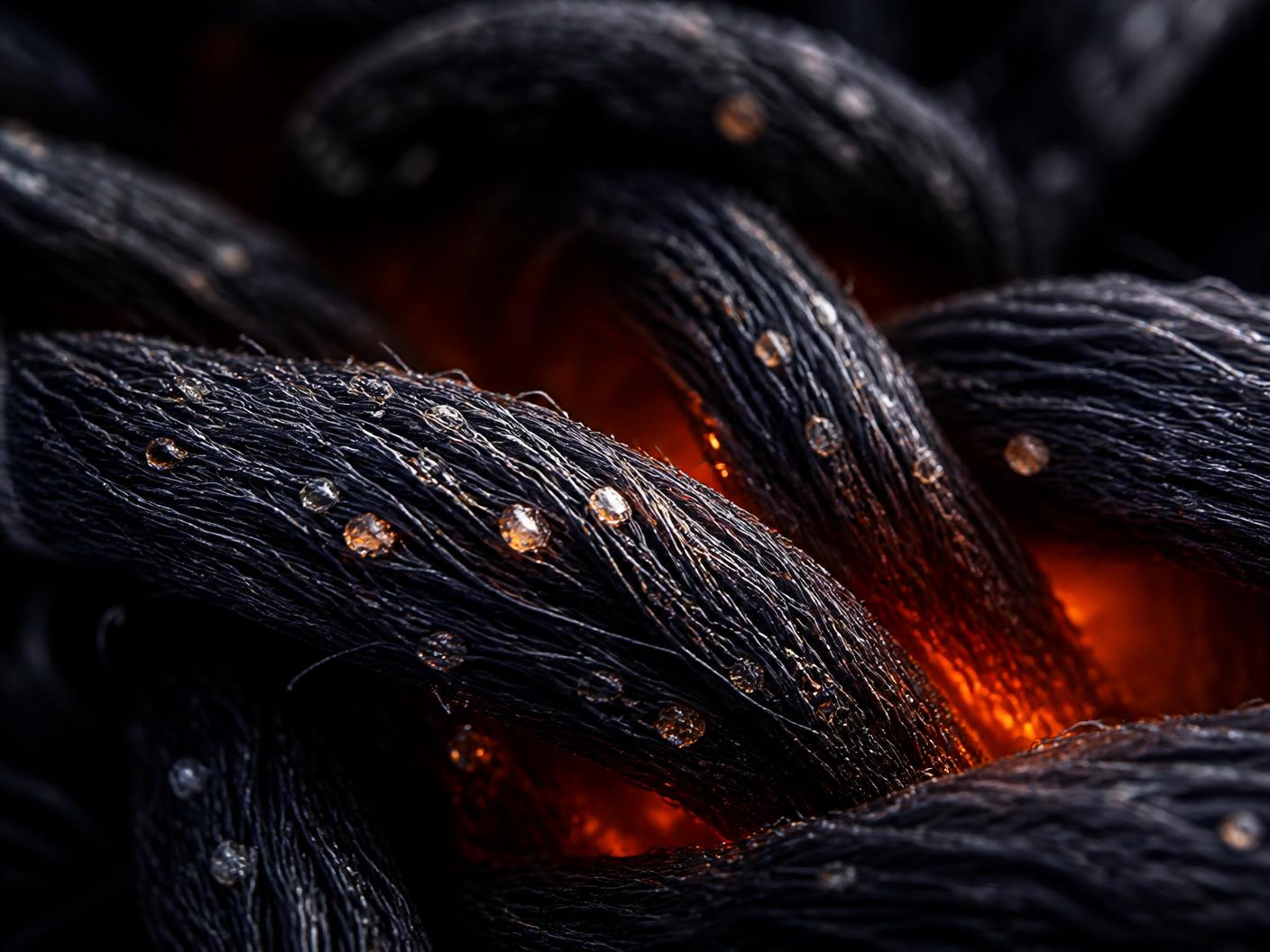 Macro photograph of ReflexWear yarn showing the fibre structure that carries Celliant technology